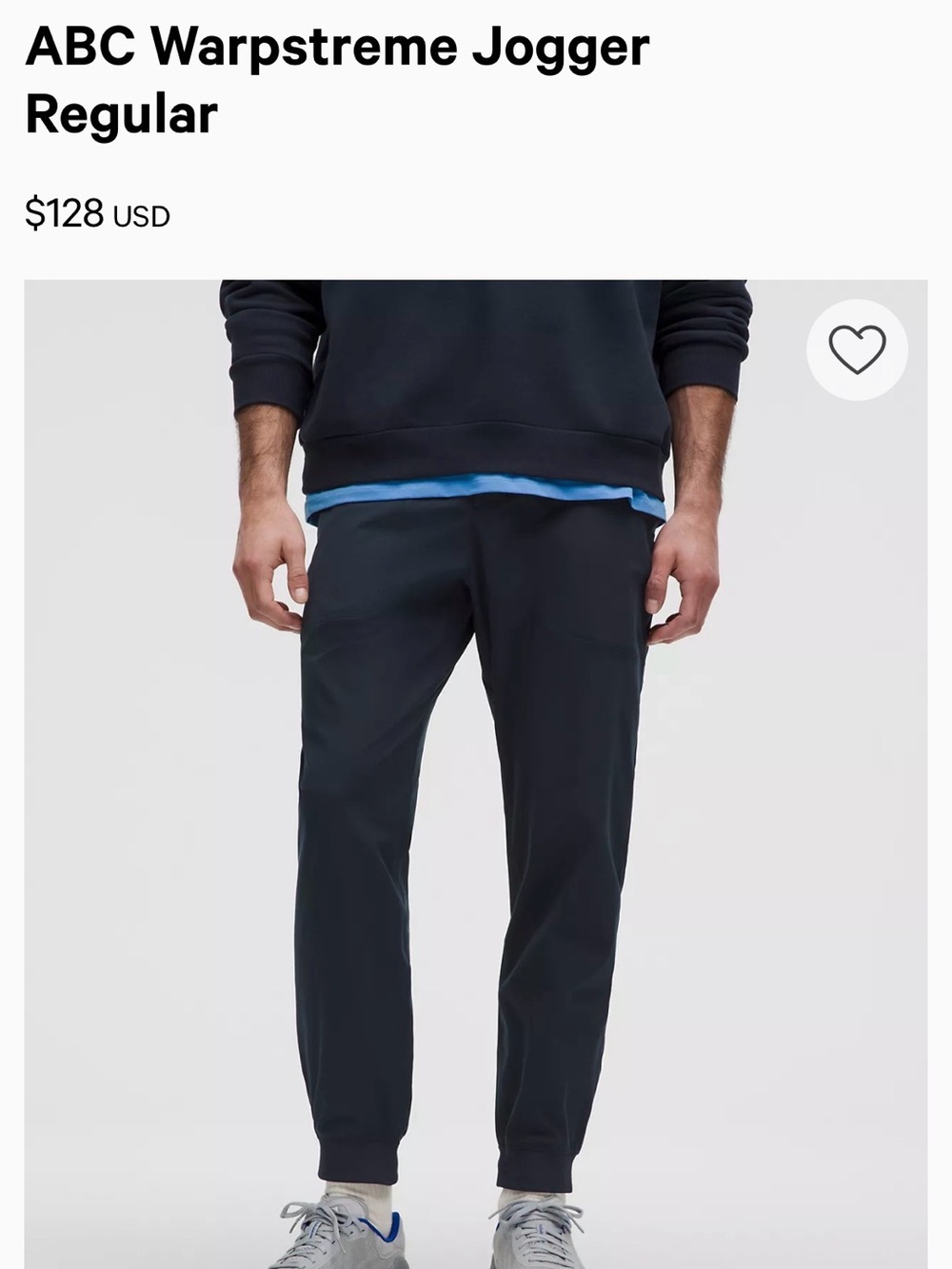 Lululemon ABC Warpstream Men’s Jogger *Shorter Length True Navy Like New